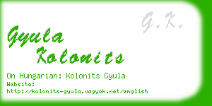 gyula kolonits business card